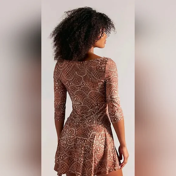 Free People Floral Long Sleeve Mini Dress - Picture 2 of 3